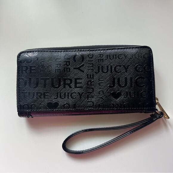 Juicy Couture Embossed Logo Wristlet Wallet Black - Picture 2 of 5